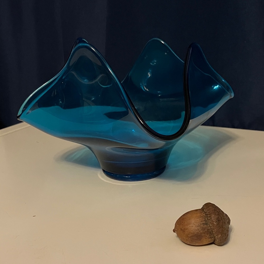 Elegant Ocean Blue Glass Art Sculpture